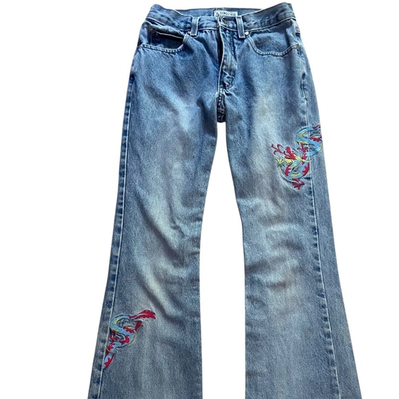 Y2K Vintage Embroidered Aeropostale Dragon Bootcut Jeans 2 - Picture 1 of 15